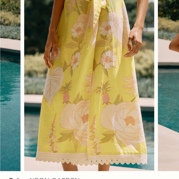 Farm Rio Floral Yellow Wrap Skirt - Picture 10 of 11